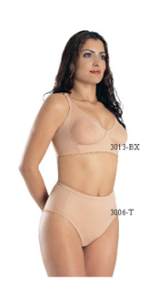 3013-BX: Bra Side Support Seams, Pre-Molded, Seamed Cup, Adjustable Straps 3006-T: Compression Tanga, Reinforced Abdominal Panel    3013-BX: Brassier con soporte y costural lateral, prehormada, copa con costura, Tiras ajustable 3006-T: Tanga de Compresion, Resfuerzo Abdominal en el Panel   
