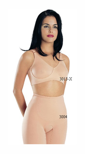 3013-X: Bra Seamed Pre-Molded Cup, Adjustable Straps 3004: Short Girdle, Reinforced Abdomen, Mid Thigh Length, Open Crotch    3013-X: Brassier Con Costura Copre Prehormada, Tiras Ajustable 3004: Faja Corta, Resfuerzo en el abdomen, Largo media pierna, Abertura entre las piernas.  