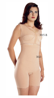 3015-B: Mini-Vest, Lycra, Extra Firm Support, Seamed Cup, Front Closure 3023: Short Girdle, High Waist, Reinforced Torso, Mid Thigh Length, Open Crotch   3015-B: Mini-Chaleco, Lycra, Extra Firme Soporte, Copa Con Costura, Cierre Delantero 3023: Faja Corta, Cintura Alta, Resfuerzo en el Torso, Media pierna de largo, Abertura entre las piernas. 